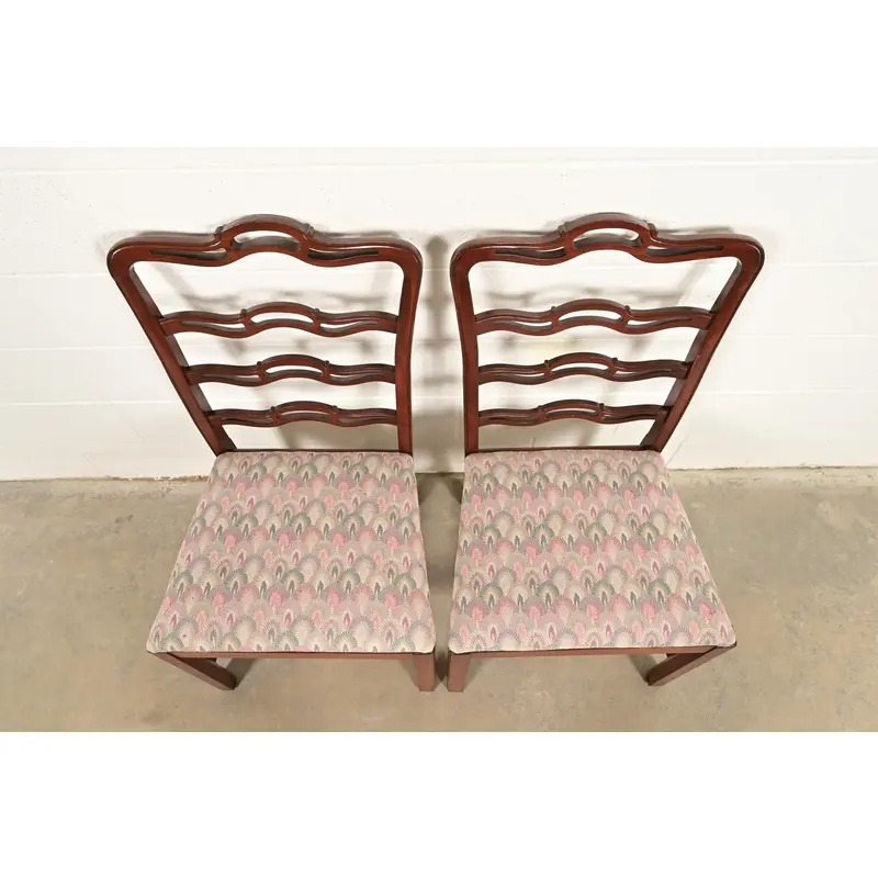Baker Furniture Style Georgian Carved Mahogany Side Chairs or Dining Chairs, Pair - Image 5
