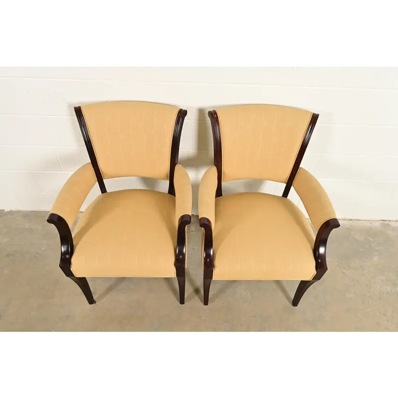 Barbara Barry for Baker Furniture Modern Regency Mahogany Armchairs, Pair - Image 5