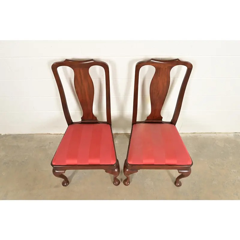 Henkel Harris Queen Anne Solid Mahogany Side Chairs or Dining Chairs, Pair - Image 9