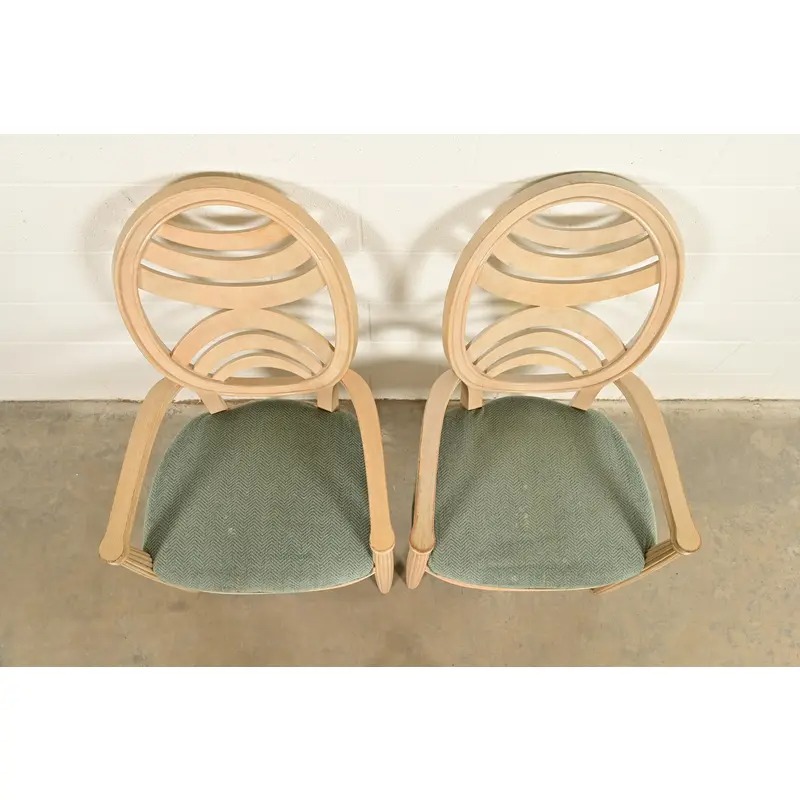 Henredon Modern Art Deco Carved Oak Armchairs, Pair - Image 5