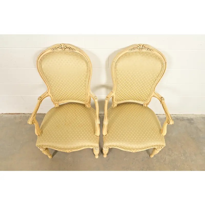 Karges French Regency Louis XVI Cream Lacquered Armchairs, Pair - Image 5