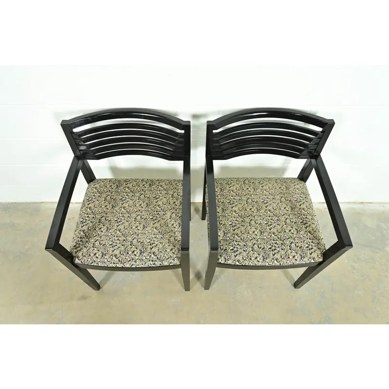 Knoll Postmodern Black Lacquered Ricchio Armchairs, Pair - Image 5