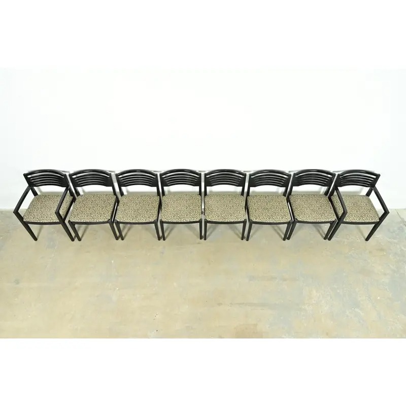 Knoll Postmodern Black Lacquered Ricchio Dining Chairs, Set of Eight - Image 5