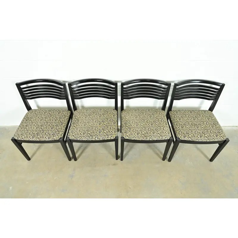 Knoll Postmodern Black Lacquered Ricchio Dining Chairs, Set of Four - Image 5
