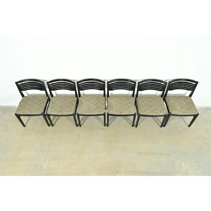 Knoll Postmodern Black Lacquered Ricchio Dining Chairs, Set of Six - Image 5