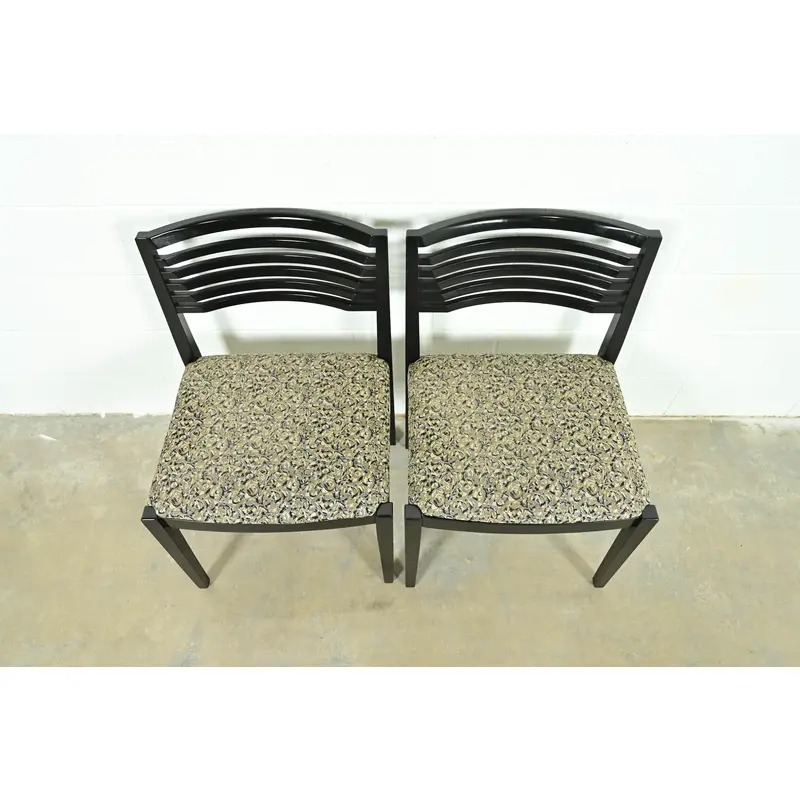 Knoll Postmodern Black Lacquered Ricchio Side Chairs or Dining Chairs, Pair - Image 5