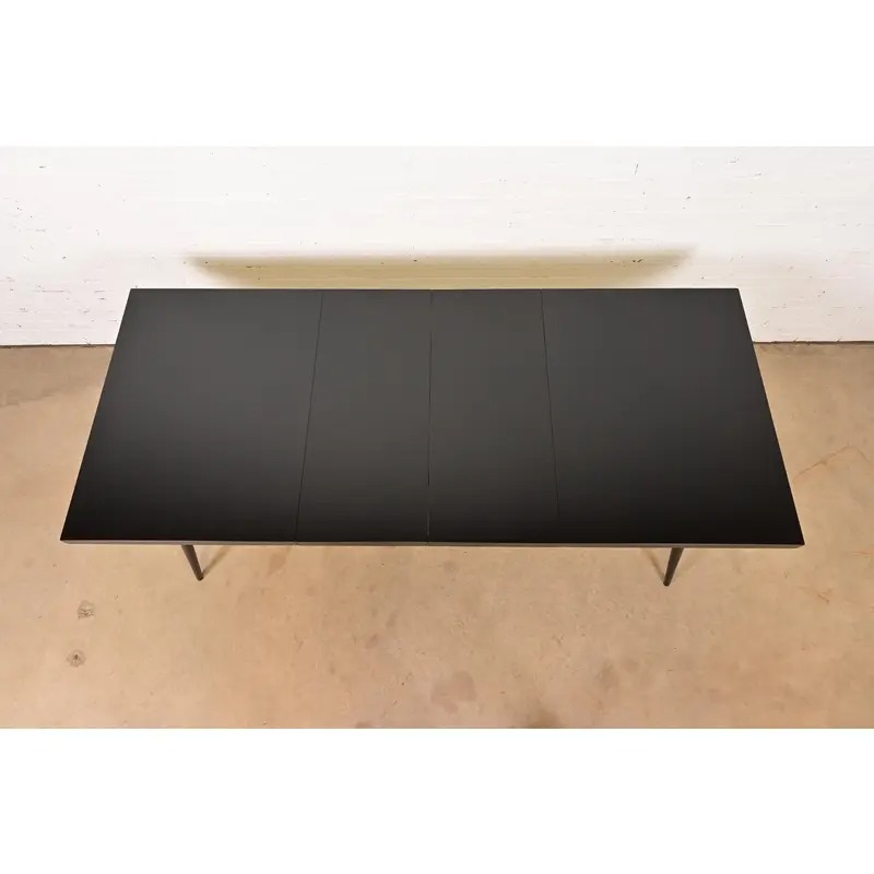 Paul McCobb Planner Group Mid-Century Modern Black Lacquered Extension Dining Table, Newly Refinished - Image 5