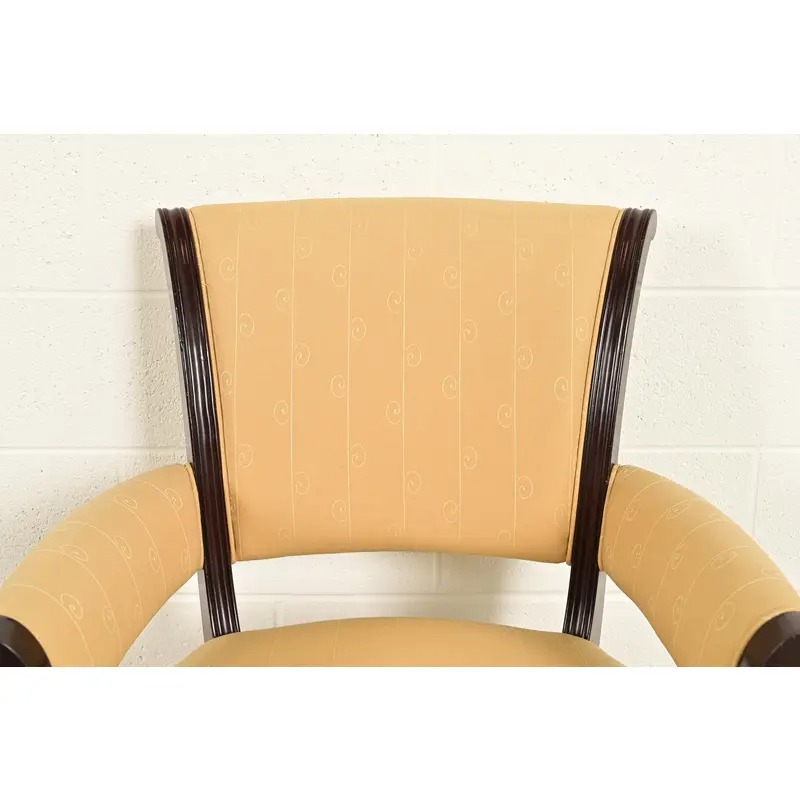 Barbara Barry for Baker Furniture Modern Regency Mahogany Armchairs, Pair - Image 6