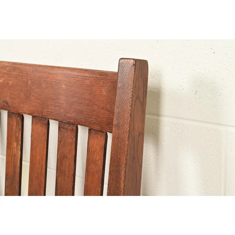 Gustav Stickley Style Antique Mission Oak Arts & Crafts Bench or Settle Sofa, Circa 1900 - Image 6