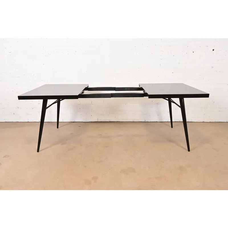 Paul McCobb Planner Group Mid-Century Modern Black Lacquered Extension Dining Table, Newly Refinished - Image 6