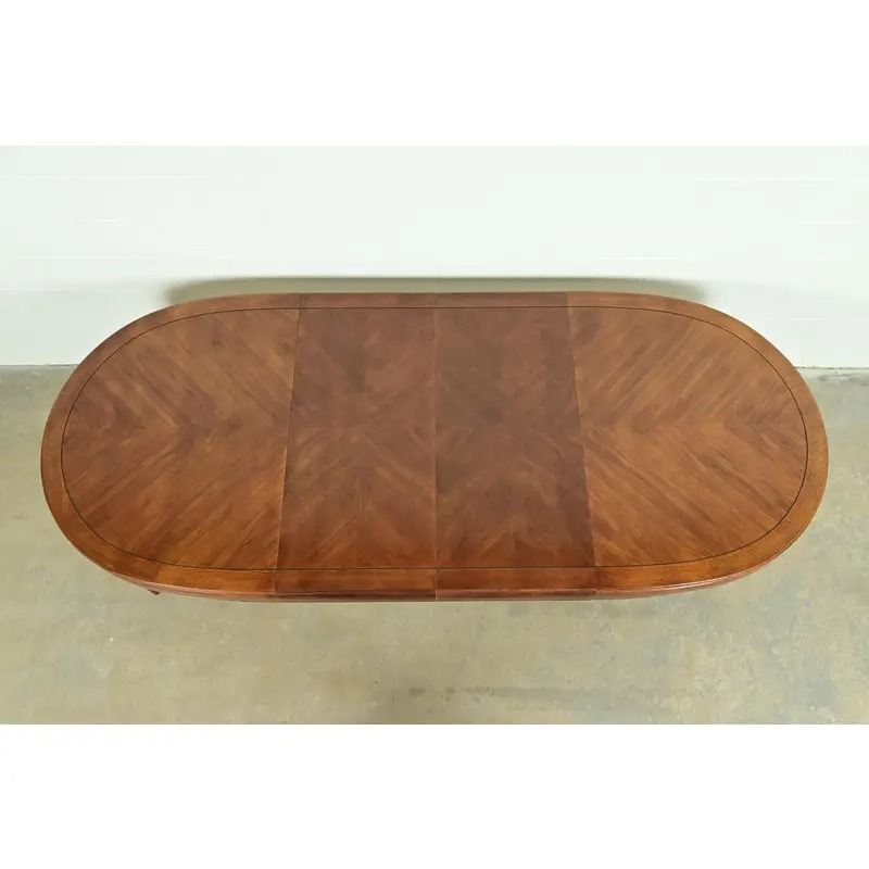 Thomasville Mid-Century Hollywood Regency Chinoiserie Walnut Extension Dining Table, Circa 1970s - Image 6