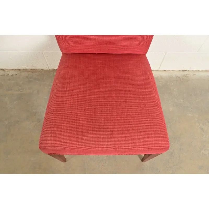 Baker Furniture Modern Regency Sycamore Wood Upholstered X-Base Dining Chairs, Set of Six - Image 7