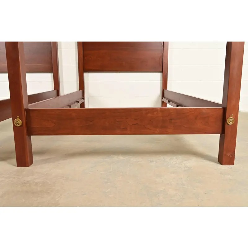 Baker Furniture Style Federal Carved Walnut Twin Size Poster Beds, Pair - Image 7