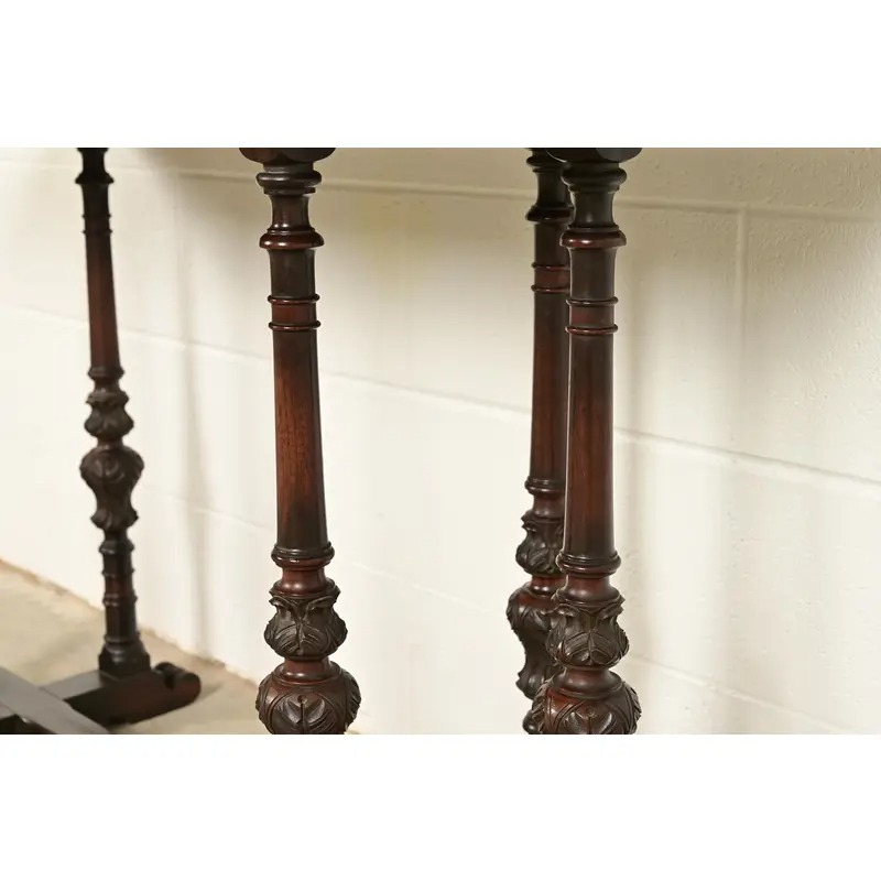 Berkey & Gay Style Antique English Jacobean Carved Walnut Console Table or Server, Circa 1920s - Image 7