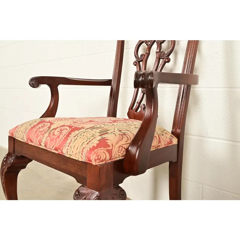 Ethan Allen Chippendale Carved Mahogany Dining Chairs, Set of Four - Image 7