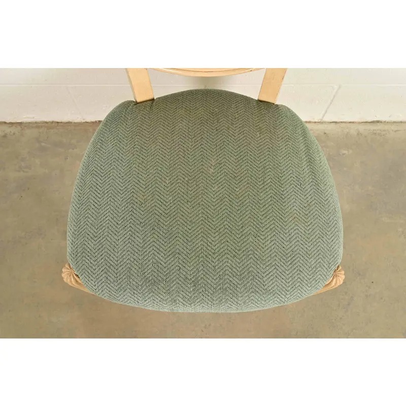 Henredon Modern Art Deco Carved Oak Side Chairs or Dining Chairs, Pair - Image 7