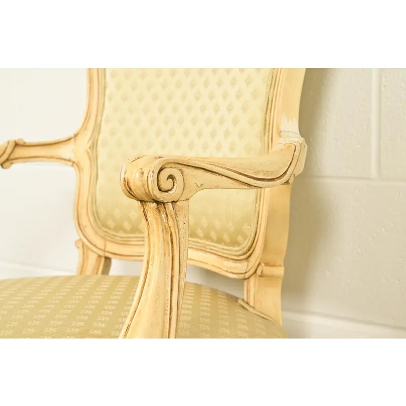 Karges French Regency Louis XVI Cream Lacquered Armchairs, Pair - Image 7