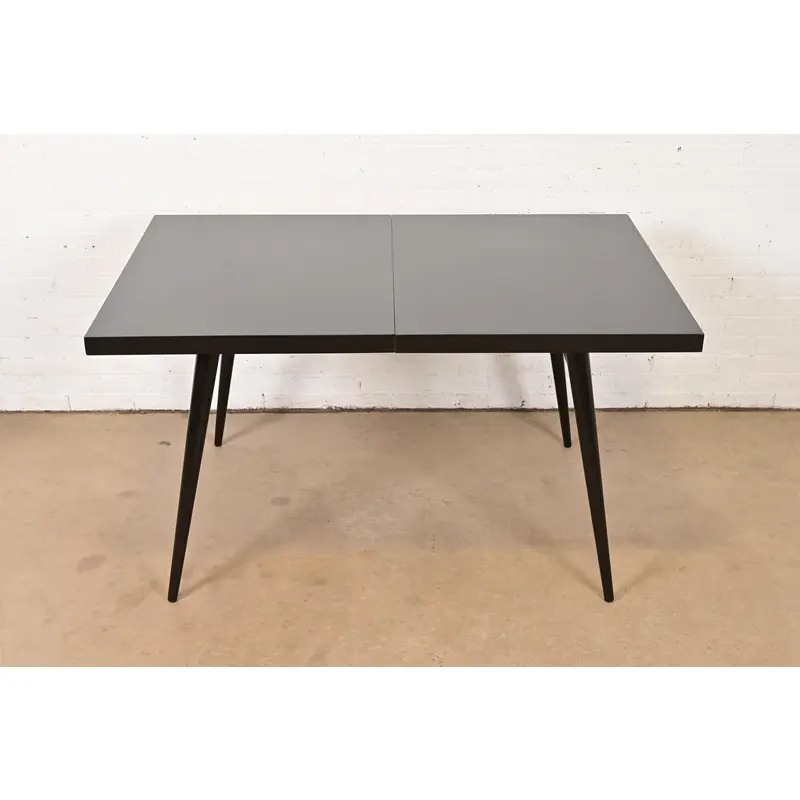Paul McCobb Planner Group Mid-Century Modern Black Lacquered Extension Dining Table, Newly Refinished - Image 7
