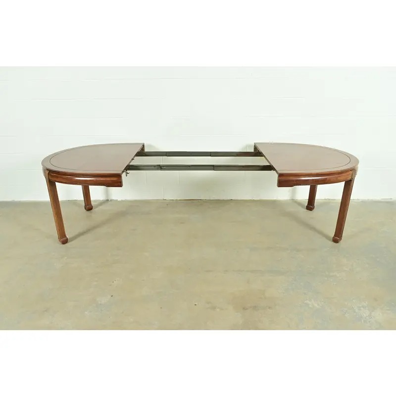 Thomasville Mid-Century Hollywood Regency Chinoiserie Walnut Extension Dining Table, Circa 1970s - Image 7