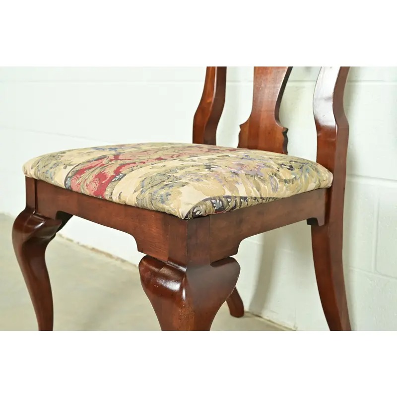 Baker Furniture Style Queen Anne Solid Cherry Wood Side Chairs or Dining Chairs, Pair - Image 8