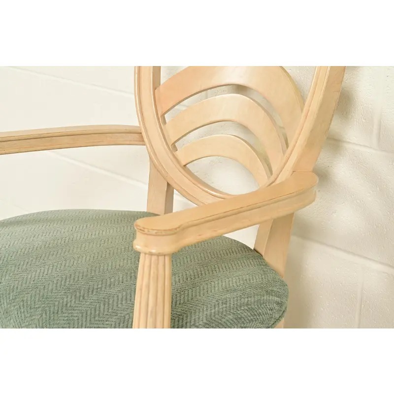 Henredon Modern Art Deco Carved Oak Armchairs, Pair - Image 8