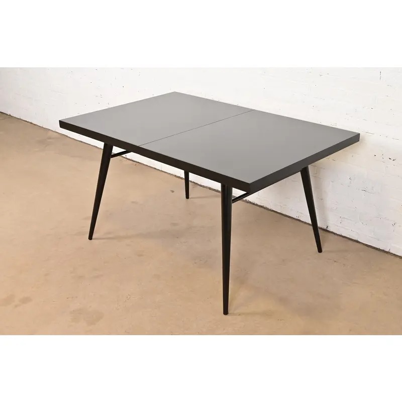 Paul McCobb Planner Group Mid-Century Modern Black Lacquered Extension Dining Table, Newly Refinished - Image 8