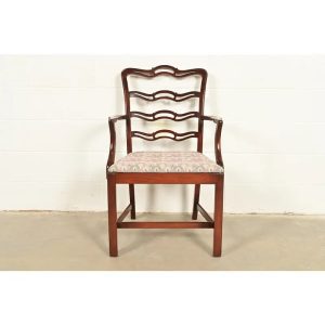 Baker Furniture Style Georgian Carved Mahogany Armchair
