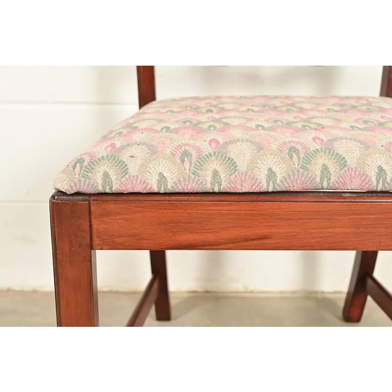 Baker Furniture Style Georgian Carved Mahogany Dining Chairs, Set of Four - Image 9