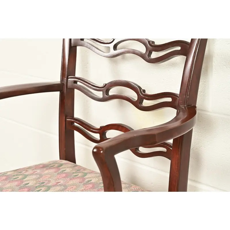 Baker Furniture Style Georgian Carved Mahogany Dining Chairs, Set of Six - Image 9