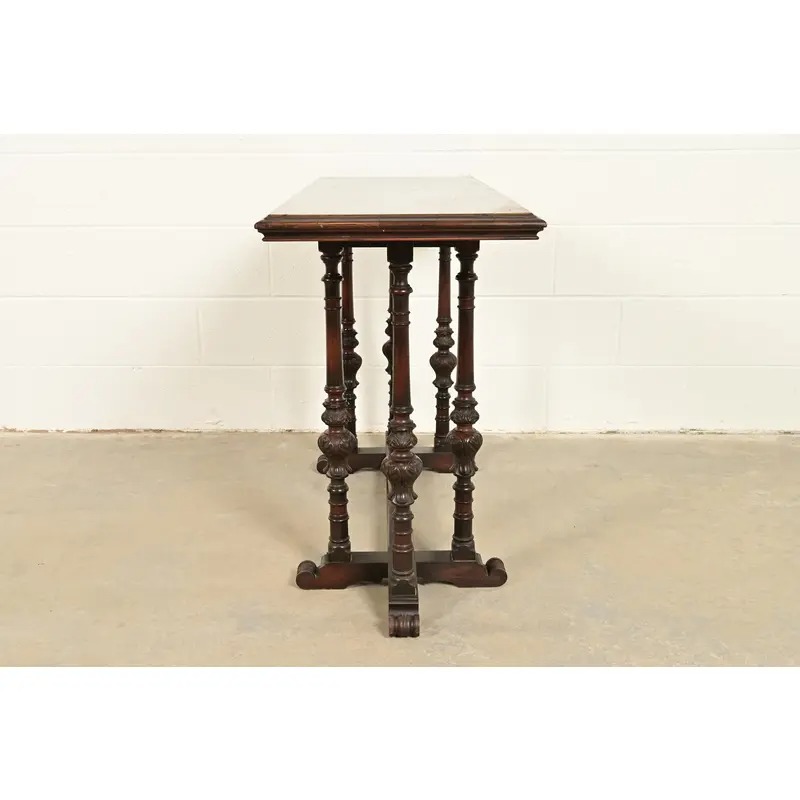 Berkey & Gay Style Antique English Jacobean Carved Walnut Console Table or Server, Circa 1920s - Image 9