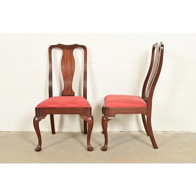 Henkel Harris Queen Anne Solid Mahogany Side Chairs or Dining Chairs, Pair - Image 5