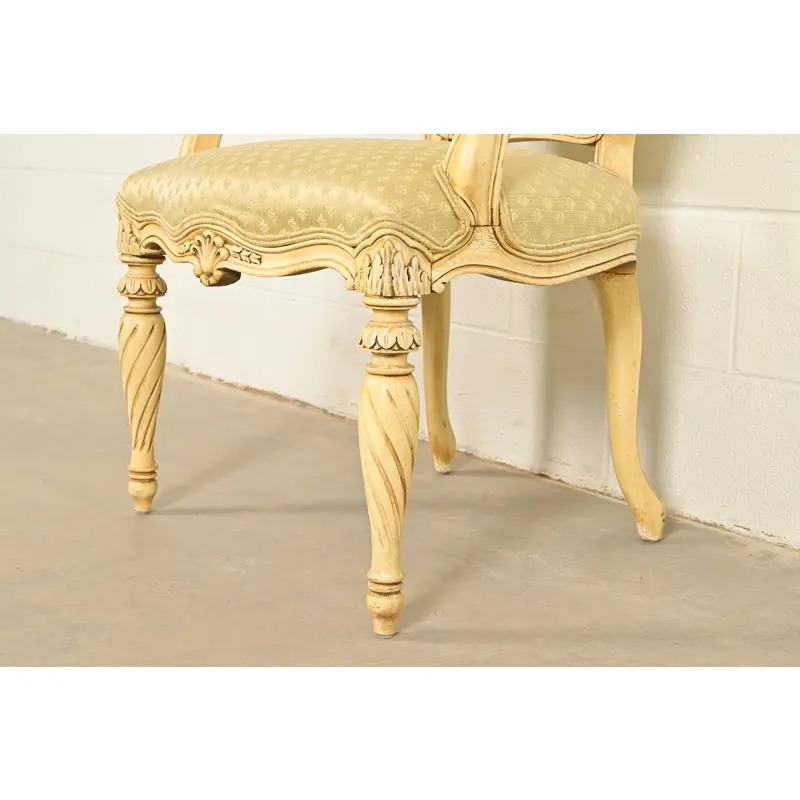 Karges French Regency Louis XVI Cream Lacquered Armchairs, Pair - Image 9