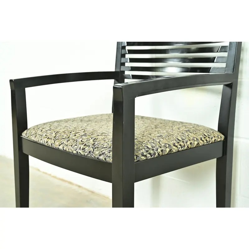 Knoll Postmodern Black Lacquered Ricchio Dining Chairs, Set of Eight - Image 9