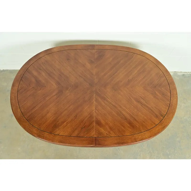 Thomasville Mid-Century Hollywood Regency Chinoiserie Walnut Extension Dining Table, Circa 1970s - Image 9