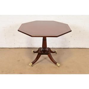 Baker Furniture Georgian Banded Mahogany Pedestal Breakfast Table or Game Table, Newly Refinished