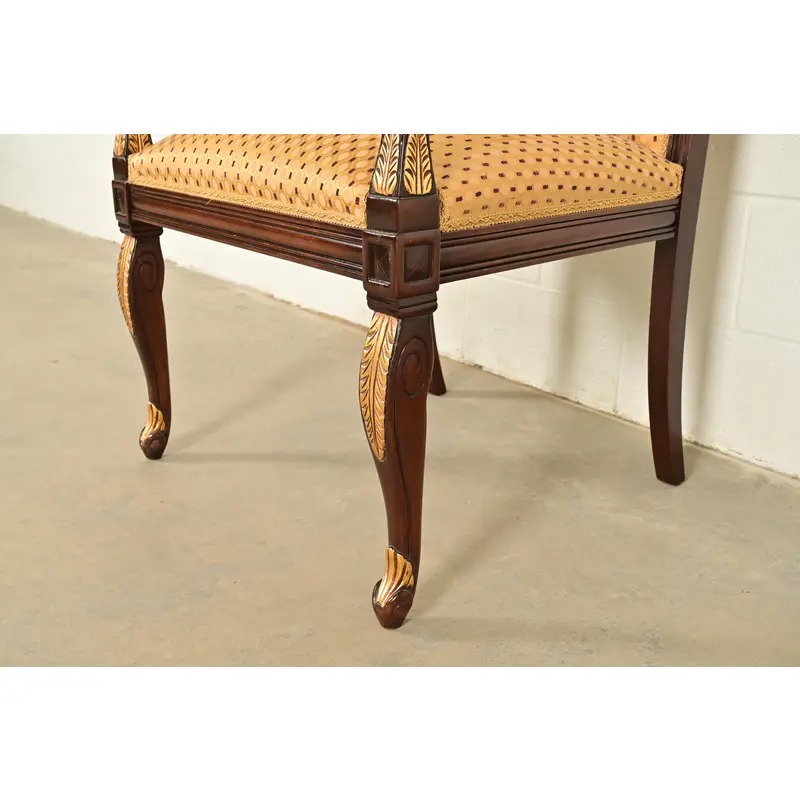 Baker Furniture Style Regency Carved Mahogany and Gold Gilt Armchairs, Pair - Image 10