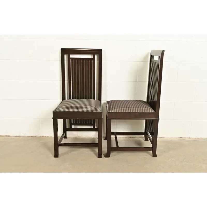 Frank Lloyd Wright for Cassina Arts & Crafts Dark Cherry Wood Dining Chairs, Set of Six - Image 10