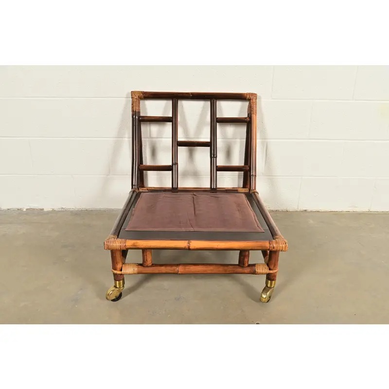 John Wisner for Ficks Reed Mid-Century Hollywood Regency Bamboo Rattan Lounge Chair, 1950s - Image 10