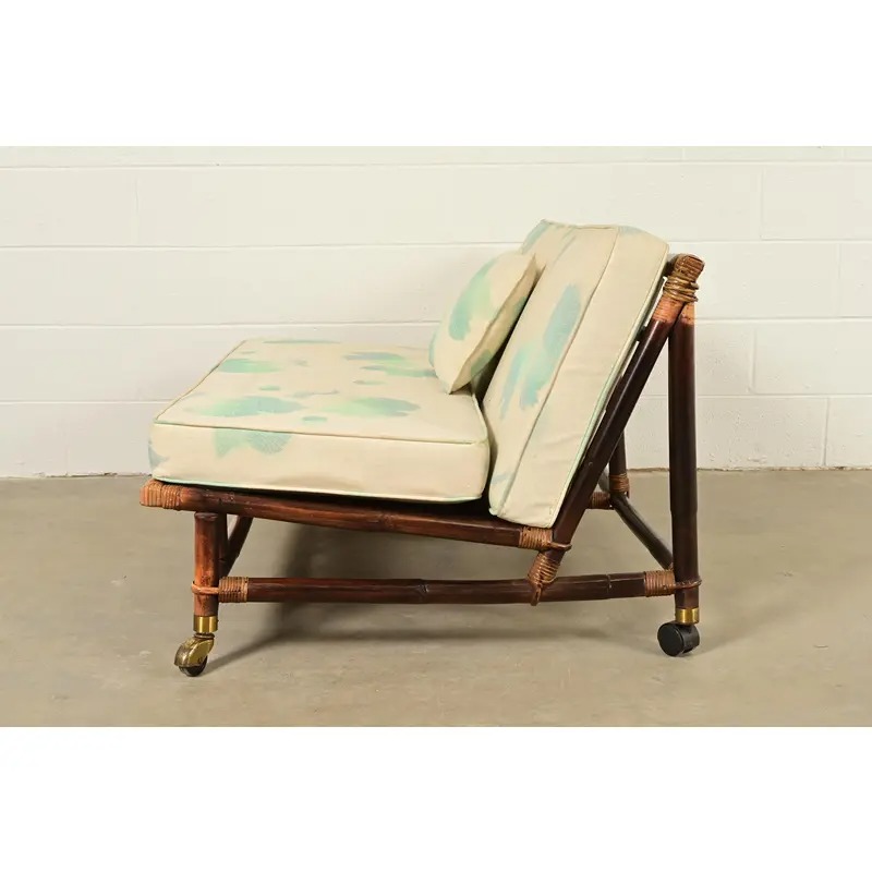 John Wisner for Ficks Reed Mid-Century Hollywood Regency Bamboo Rattan Loveseat, 1950s - Image 10