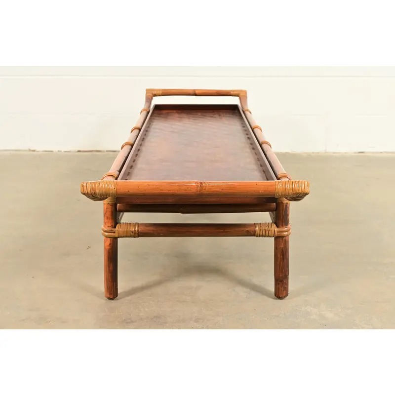 John Wisner for Ficks Reed Mid-Century Hollywood Regency Pagoda Coffee Table, 1950s - Image 10