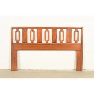 Mid-Century Modern Sculpted Walnut Queen Size Headboard, 1960s