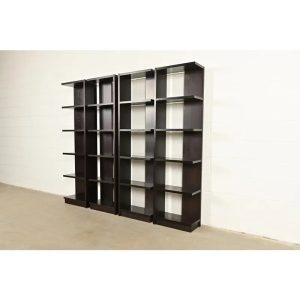 Modern Art Deco Dark Oak Modular Étagères or Bookcases, Set of Four
