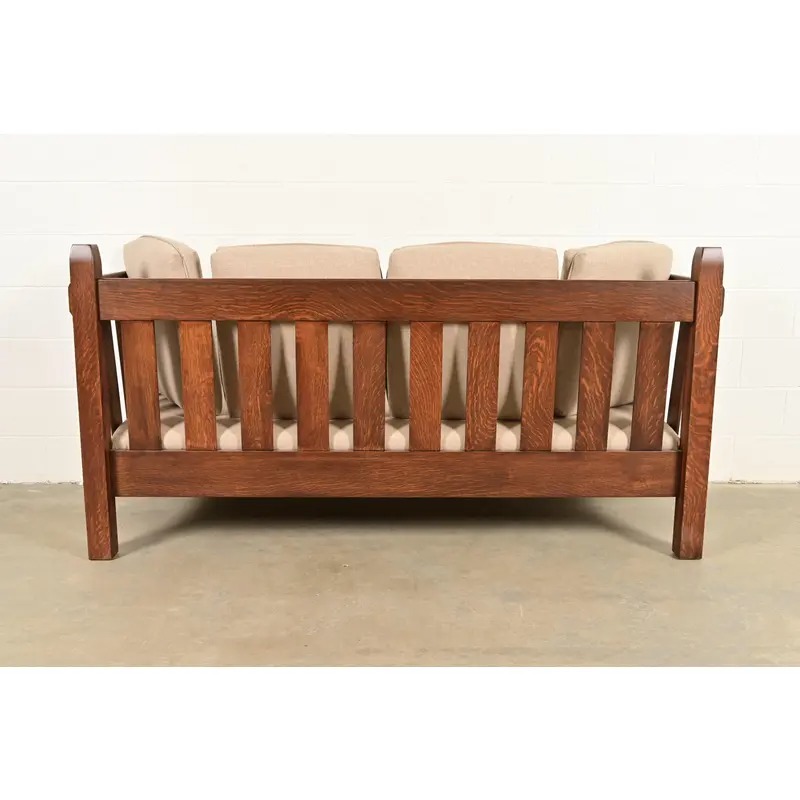 Stickley Brothers Antique Mission Oak Arts and Crafts Settle Sofa, Fully Restored - Image 10