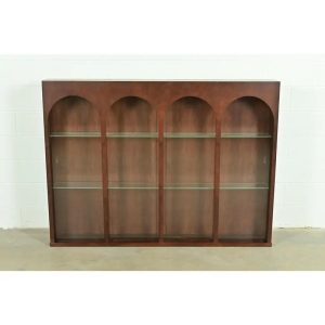 T. H. Robsjohn Gibbings for Widdicomb Sculpted Walnut Colosseum Bookcase or Display Cabinet, Newly Refinished