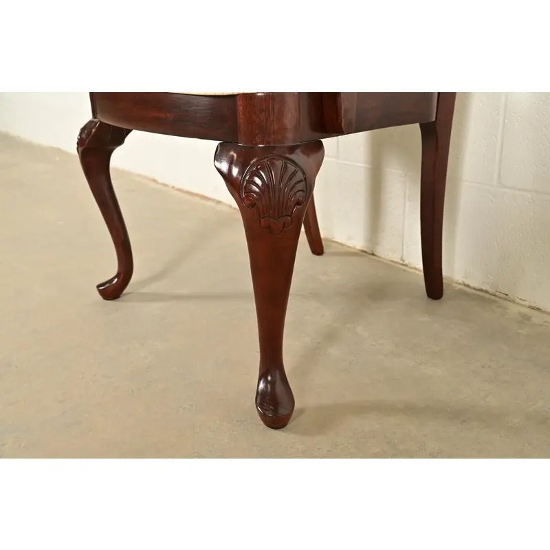 Thomasville Queen Anne Carved Solid Mahogany Armchairs, Pair - Image 10