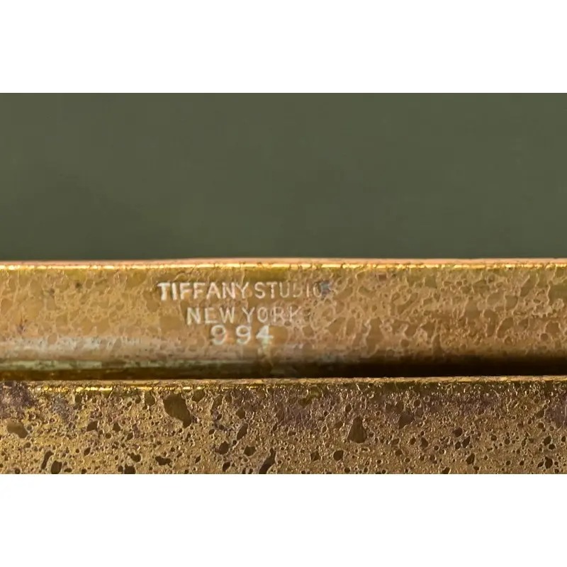 Tiffany Studios New York Zodiac Bronze Blotter Ends With Leather Desk Blotter - Image 10