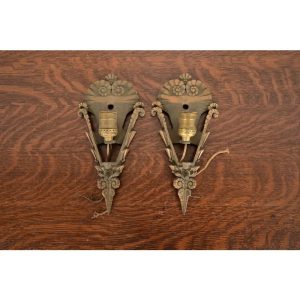 1930s Mid-West Art Deco Bronze Soleure Wall Sconces, 1930s