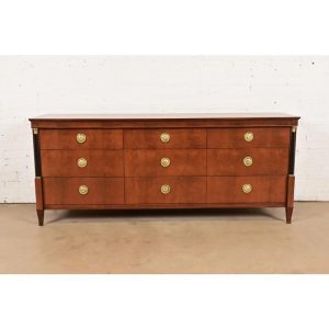 Baker Furniture French Empire Cherry Wood Triple Dresser or Credenza, Newly Refinished