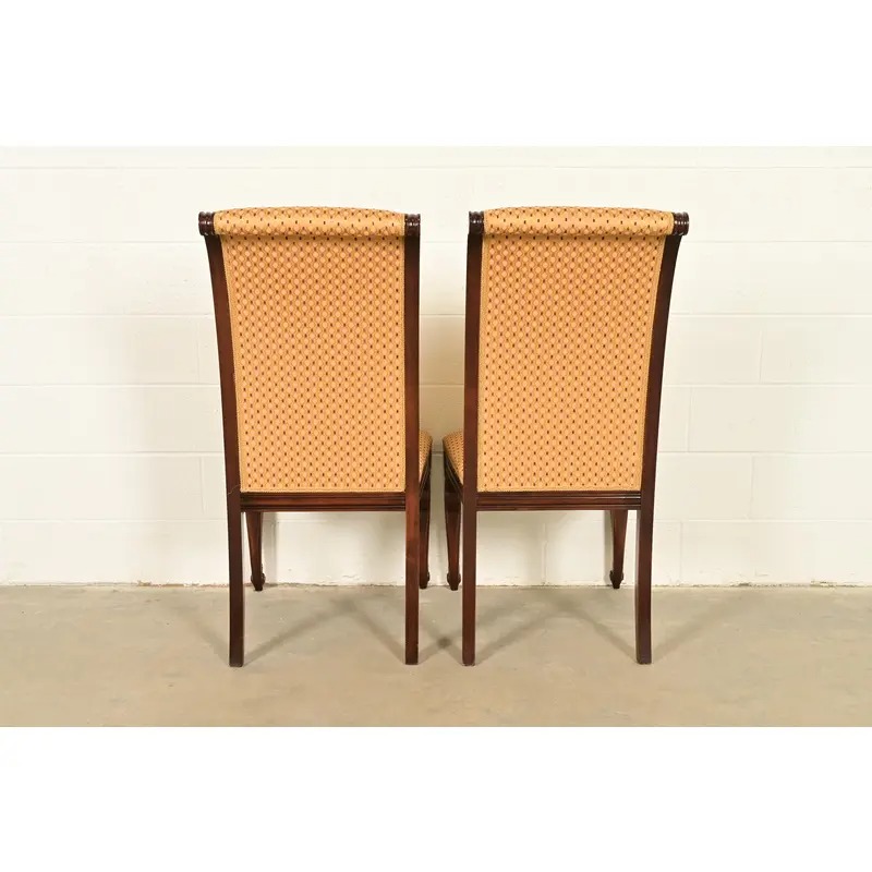 Baker Furniture Style Regency Carved Mahogany and Gold Gilt Dining Chairs, Set of Four - Image 11