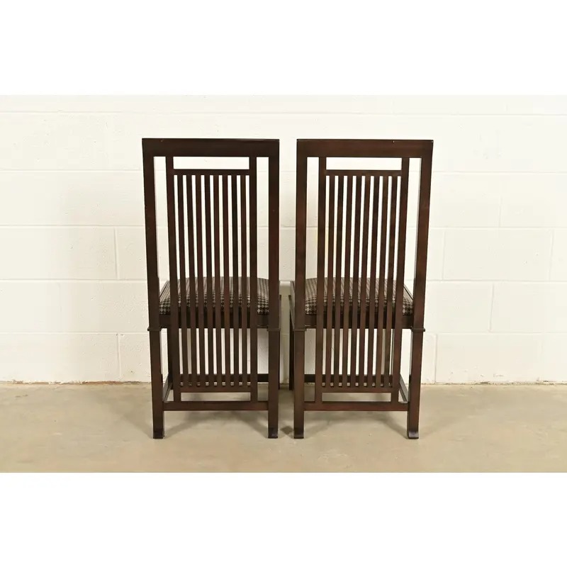 Frank Lloyd Wright for Cassina Arts & Crafts Dark Cherry Wood Dining Chairs, Set of Six - Image 11